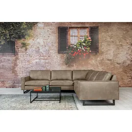 PLACES OF STYLE Ecksofa »Pinto, 250/290 cm, langer Schenkel, XXL, Ottomane«, Cord, Feincord, Luxus-Microfaser Leder und Chenille beige