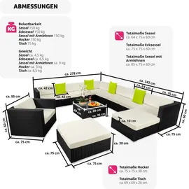 Tectake Las Vegas Rattan Lounge schwarz