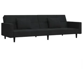 vidaXL Schlafsofa 2-Sitzer mit 2 Kissen Schwarz Samt