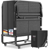 KESSER Gästebett 200x90cm Klappbett faltbares Reisebett mit Metallrahmen für Erwachsene (Metall Bett inkl. Matratze aus Memory-Schaum, Räder & Schutzhülle) Mobiles Bett belastbar bis 250kg mit abnehmbarem Bezug grau