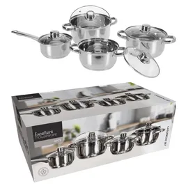 Excellent Houseware Kochtopfset Topf-Set 8-tlg. Kochtopf + Glasdeckel