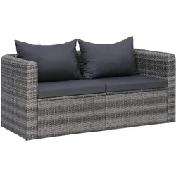 vidaXL Garten-Ecksofas 2 Stk. Grau Poly Rattan