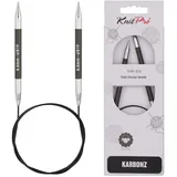 KnitPro Karbonz Rundstricknadeln 80cm, 6,00mm Rundstricknadel, Karbon/Messing, Black, 22x11x0.5 cm