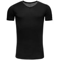 Kaipara - Merino Sportswear Funktionsshirt Merino Shirt Herren Kurzarm Slimfit V-Neck 150 (1-tlg) aus reiner Merinowolle Made in Germany schwarz M