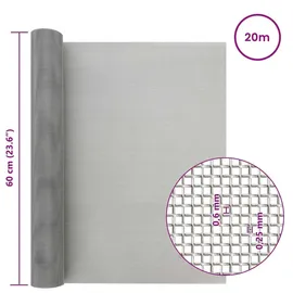 vidaXL Maschendrahtzaun 60 x 2000 cm Silber/Edelstahl
