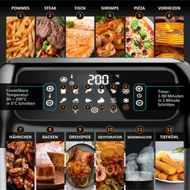 Arendo Heißluftfritteuse 12L schwarz