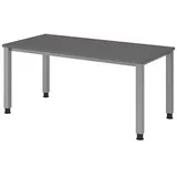 HAMMERBACHER QS16 höhenverstellbarer Schreibtisch grafit rechteckig, 4-Fuß-Gestell silber 160,0 x 80,0 cm