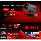 Mini-Smart-Projektor mit WLAN und Bluetooth, Full HD 1080P, unterstützt 4K, 15000 Lumen, Deckenmontage, 180° Drehung, tragbar Android TV 11.0