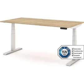 assmann büromöbel ASSMANN Elektrisch höhenverstellbarer Kinderschreibtisch JUNIOR Eiche Natura Weiß, 120x70cm, Memoryfunktion, Kollisionsschutz, 2-fach-Motorik - Braun