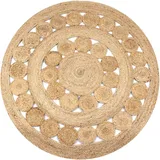 vidaXL Teppich Flechtmuster Jute 120 cm Rund