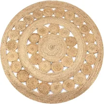 vidaXL Teppich Flechtmuster Jute 120 cm Rund