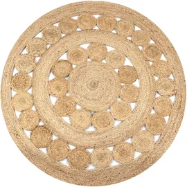 vidaXL Teppich Flechtmuster Jute 120 cm Rund