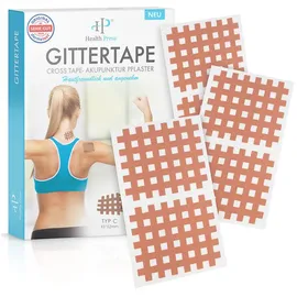 Health Press Gittertape Cross Tape – Größe Typ C 40 Stück – Gitterpflaster Akupunkturpflaster mit ausführlicher E-Book Anleitung zum Download