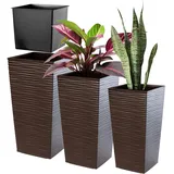 Kadax Blumentopf Set, aus Kunststoff, 19+25+30 cm, Mokka – KADAX