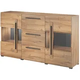 Lomadox Sideboard Eiche Grandson Nb. mit Glas Elementen, inkl. LED Beleuchtung