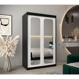 abiks möbel Schwebetürenschrank Promo 120 x 200 x 62 cm Schwarz/Weiß