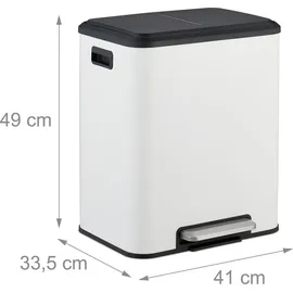 Relaxdays Mülleimer 2 x 15 l Weiß