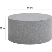 FineBuy Couchtisch MONOBLOC 60x60x30 cm Wohnzimmertisch Rund Lounge Sofatisch Kaffeetisch Modern Grau