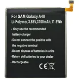 AccuCell Akku passend für Samsung Galaxy A40, Li-Polymer, 3,85V, 3100mAh, 11,9Wh, built-in, ohne Werkzeug