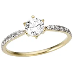 Goldring »Schmuck Geschenk Gold 333 Vorsteckring, Verlobungsring«, mit Zirkonia (synth.), 70217041-17 gelbgoldfarben-weißgoldfarben-kristallweiß + kristallweiß