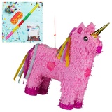 relaxdays Papierdekoration 4-tlg. Pinata Set Einhorn gelb|rosa