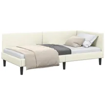 vidaXL Eckbettgestell mit Kopfteil Creme 90 x 190 cm Stoff 42016223