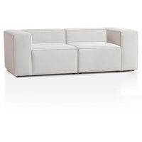 Genua Modular Sofa 2-Sitzer, individuell kombinierbare Wohnlandschaft bestehend aus Sitzelement mit Armteil links und rechts - strapazierfähiges Möbelgewebe, weiß