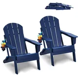 Vevor Adirondack-Stuhl Gartenstuhl 2er-Set klappbar 55 x 70 x 106 cm blau