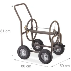 Relaxdays Schlauchwagen mit 4 Vollgummirädern braun