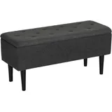 HOMCOM 57L Stauraum-Ottomane, Bettbank mit Holzbeinen, Stoff-Fußhocker für Wohnzimmer, Schlafzimmer, 95 x 38 x 45 cm, Dunkelgrau