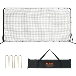 VEVOR Fußball Rebound Netze Tragbares Prellwand Fußball 366 x 121 x 183 cm, Rebounder Fußball Rückprallnetz Eisenrohr & PE-Netz Kinder & Jugendliche Verstellbar Fußballtor Rebounder Kicker Schwarz