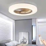 Deckenventilator Mit Beleuchtung LED Modern Dimmable 36W Deckenventilator Lampe Leise Fan Deckenleuchte Unsichtbare Ventilator Deckenlampe Für Schlafzimmer Kinderzimmer Esszimmer Wohnzimmer,Gold