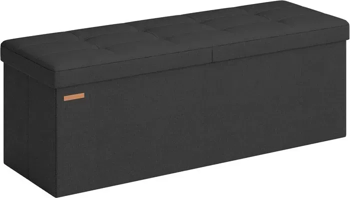 Ochama Sitzbank mit Stauraum, 38 x 110 x 38 cm, Sitztruhe, Bettbank, Aufbewahrungstruhe, für Wohnzimmer, Schlafzimmer, Flur, schwarz