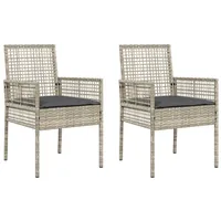 VidaXL Gartenstühle 2 Stk. mit Kissen Hellgrau Poly Rattan
