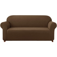 subrtex kariert Sofabezug Sofahusse Sesselbezug Stretchhusse Sofaüberwurf Couchhusse Spannbezug(3 Sitzer,Kaffee)