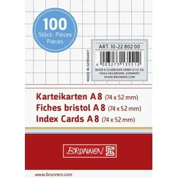 BRUNNEN 102280200 Karteikarten A8 kariert weiß 100 Stück