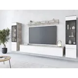 INOSIGN Wohnwand »VERA II«, (Komplett-Set, 4 St.), Mediawand 260 cm, Vitrine mit Verglasung, stehend und hängend, beige