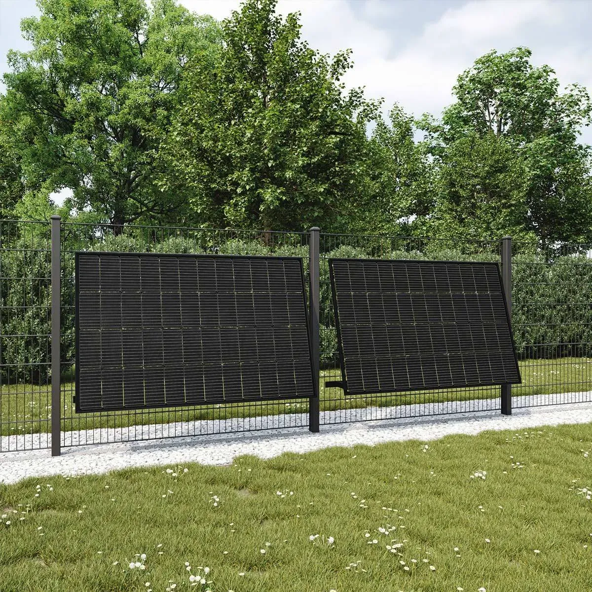 800W PV-Zaun Anlage inkl. Halterung angewinkelt