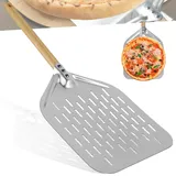 HOMURY Perforiert Pizzaschaufel Pizzaschieber Perforiert: 12 Zoll Perforierter Pizzaschieber mit Abnehmbarem Griff, Pizzaschieber Perforiert aus Hart Eloxiertes Aluminium für Hausgemachte Pizza Brot