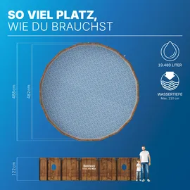 BESTWAY Steel Pro MAX Frame Pool Set Ø 488 x 122 cm inkl. Filterpumpe, Sicherheitsleiter, Abdeckplane