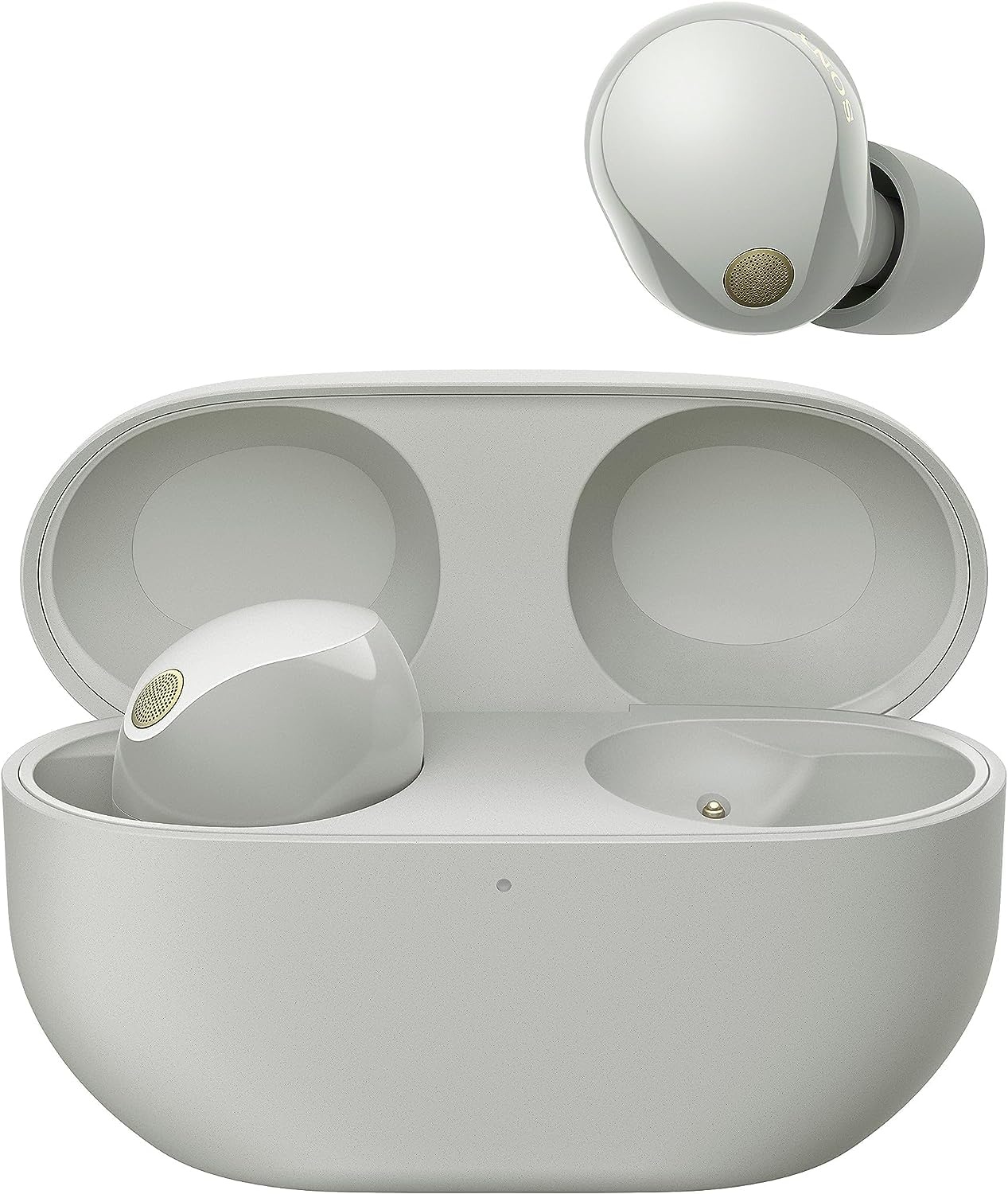 Sony WF-1000XM5 Kabellose Noise Cancelling Kopfhörer, Bluetooth, In-Ear-Kopfhörer, Mikrofon, bis zu 24 Stunden Akkulaufzeit, Schnellladefunktion, IPX4, iOS & Android kompatibel - Silber, klein