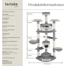 Tectake Nelly 204 cm grau/weiß