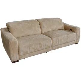 KAWOLA Sofa KIANA 3-Sitzer Funktionssofa Kopfstütze verstellbar Cord beige
