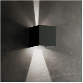 Zafferano Cubetto Wandleuchte LED quadratisch IP54 6,5 W dimmbar dunkelgrau