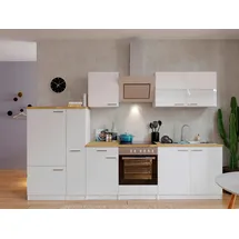 Respekta Küchenzeile Economy 300 cm Weiß/Nussbaum