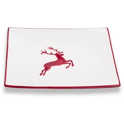 Gmundner Keramik Bordeauxr. Hirsch, Dessertteller Trend (20x20cm)