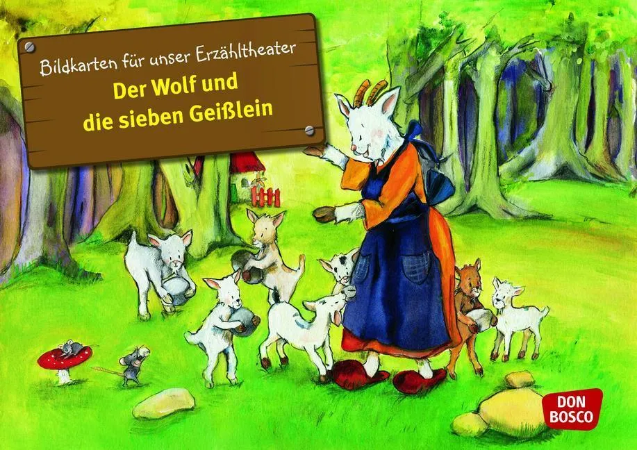 Der Wolf Und Die Sieben Geißlein. Kamishibai Bildkartenset - Die Gebrüder Grimm  Box