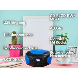 Cyberlux Tragbarer CD-Player Kinder Radio Blau