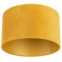 QAZQA Velours Lampenschirm gelb 35/35/20 mit goldener Innenseite