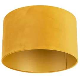 QAZQA Velours Lampenschirm gelb 35/35/20 mit goldener Innenseite